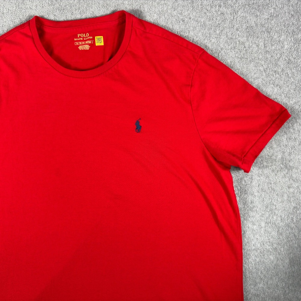 Polo Ralph Lauren Red Solid Crew Neck Short Sleeve Cotton T-Shirt Mens XL